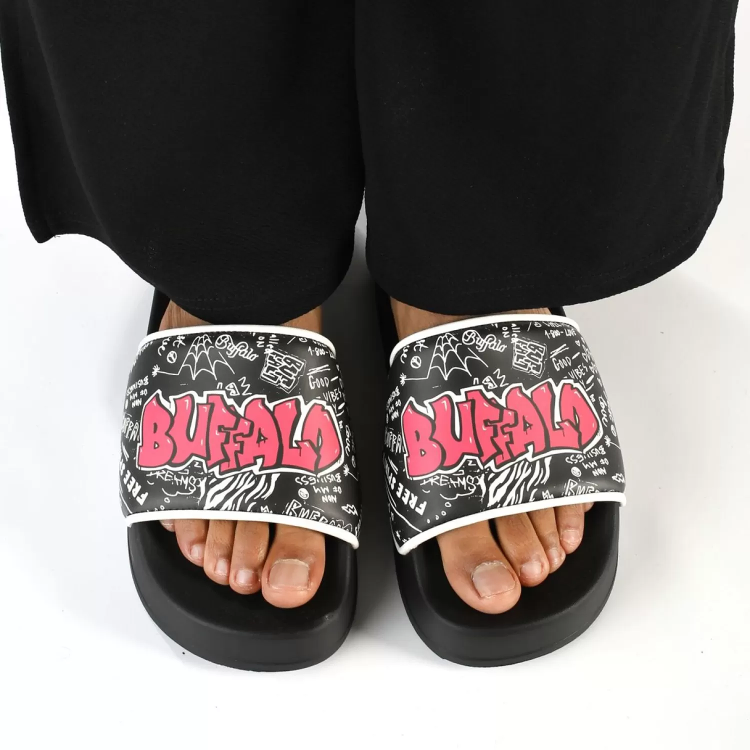 Cheap Lake Graffiti Platform Slide Vegan Women Vegan Shoes